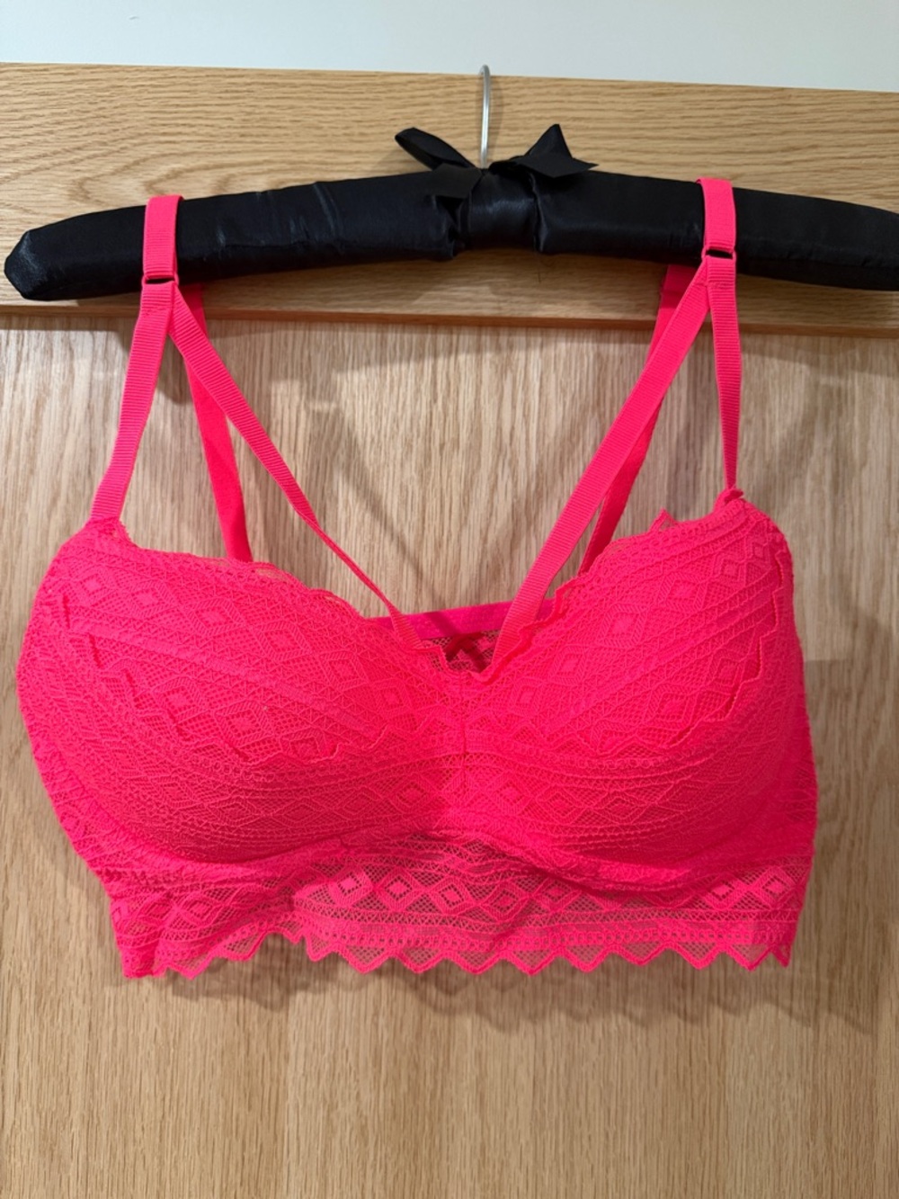 Victoria’s Secret PINK Neon Pink Lace Bra with Adjustable Straps
